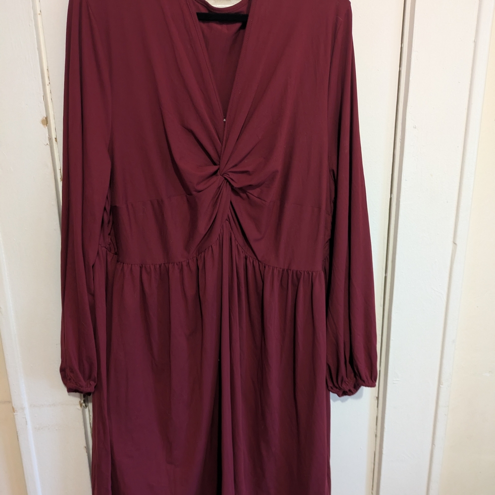 Elegant Burgundy Long Sleeve Dress